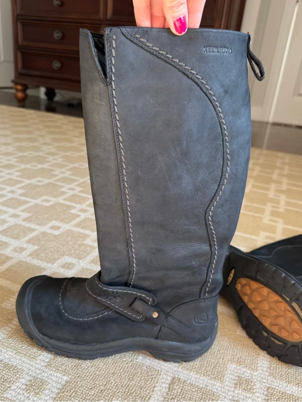 KEEN Black Leather KEEN.DRY Tall Waterproof Boots Comfort Winter Women’s 10